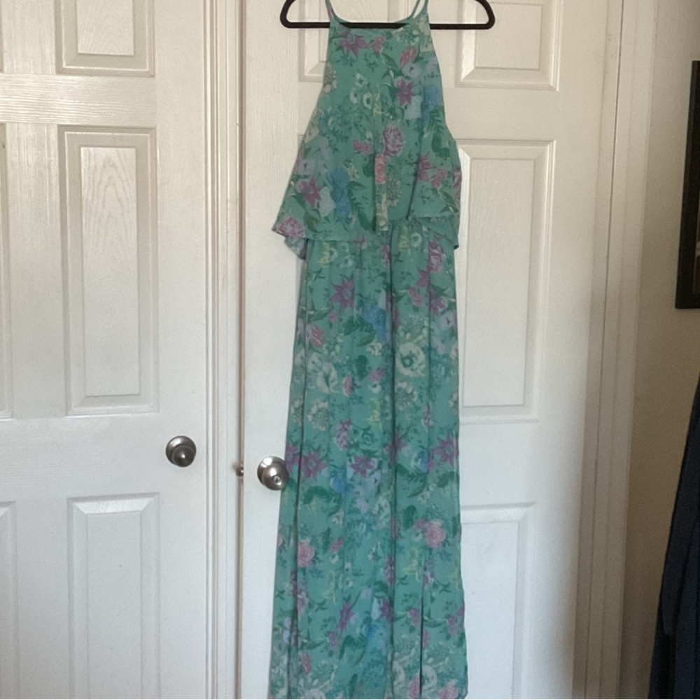 Floral Halter Maxi Dress in Teal - Women - Picture 4 of 4